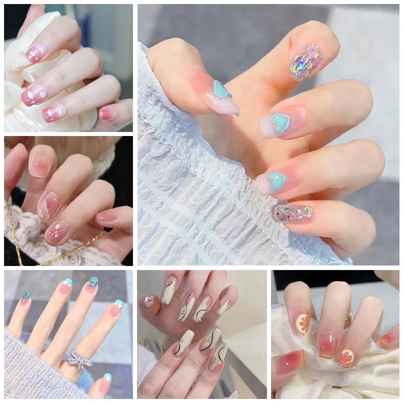 R481-r500 24pcs / box Kuku Palsu Full Cover Untuk Nail Art