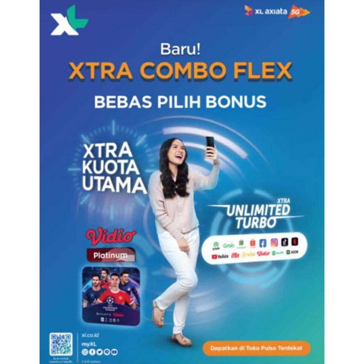 Perdana XL Combo Flex 32GB+ (pilih bonusnya: kuota YT 13GB atau Unlimited)