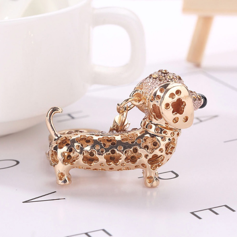 SIY  Bling Dog Dachshund Keychain Handbag Purse Pendant Car Holder Key Ring Jewelry