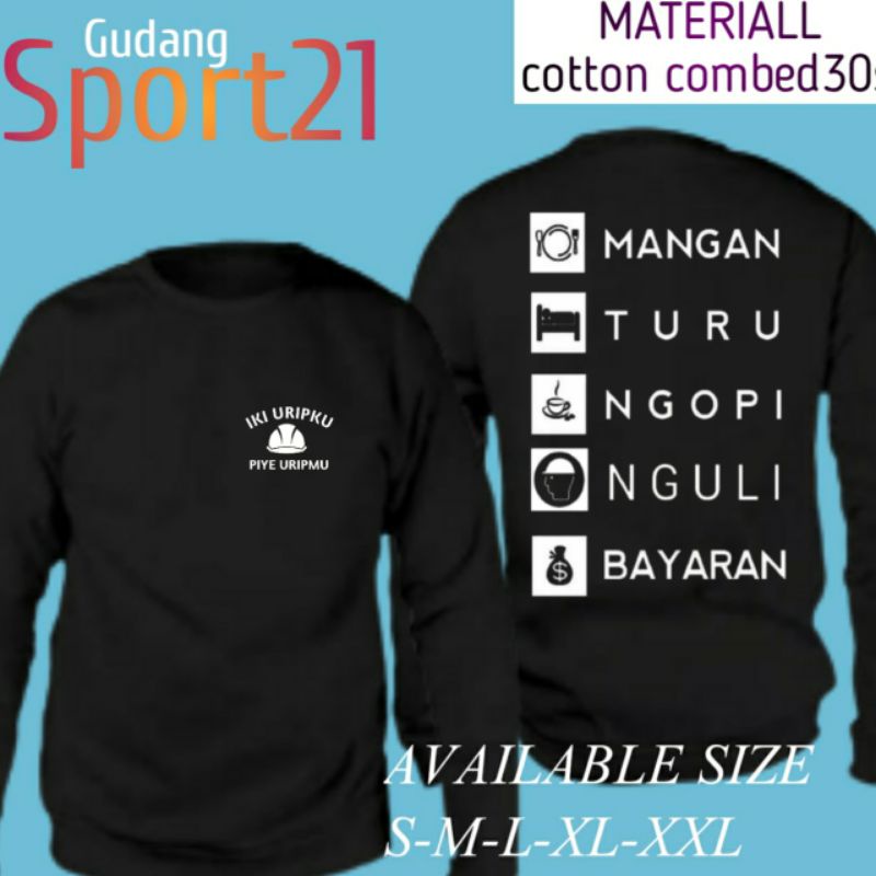 kaos baju lengan panjang mangan turu ngopi nguli bayaran