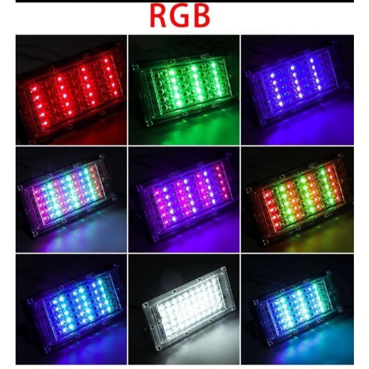 Jastec Floodlight 50w RGB. Lampu sorot outdoor tembak slim 50Watt Remote