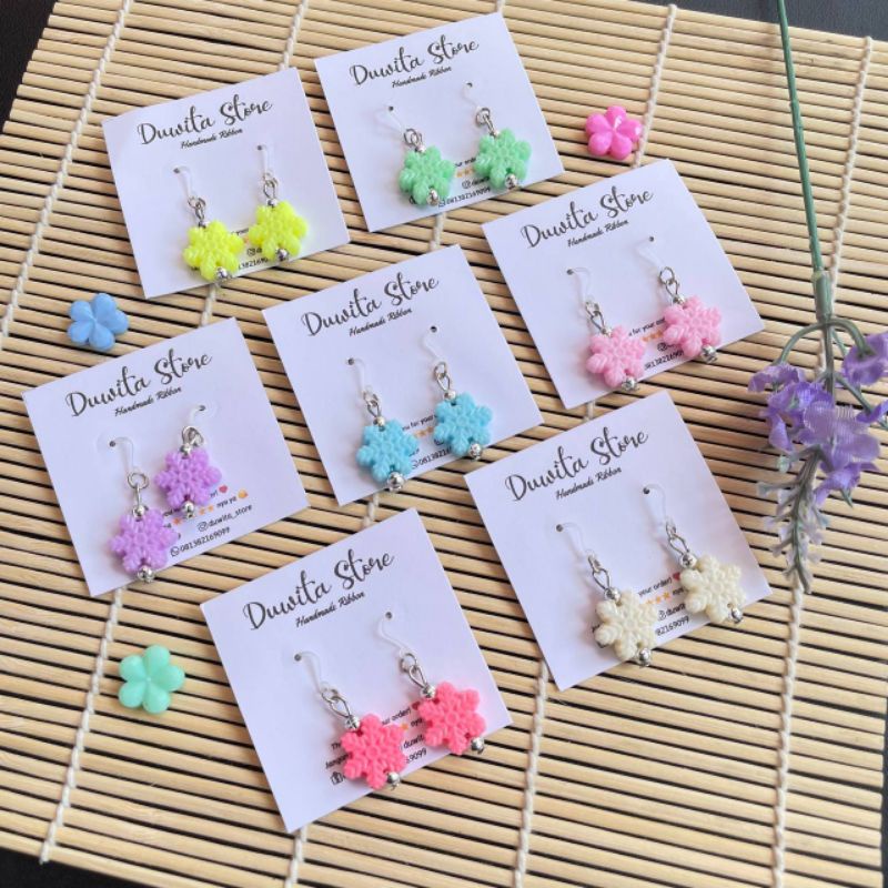 HANDMADE ANTING ANAK/DEWASA KAITAN PLASTIK MOTIF SALJU