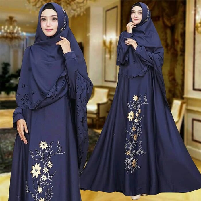Gamis Syari Mewah Butik Polka Elova Premium Original Branded Alm HQ327  //WanitaInez Syari + Hijab
