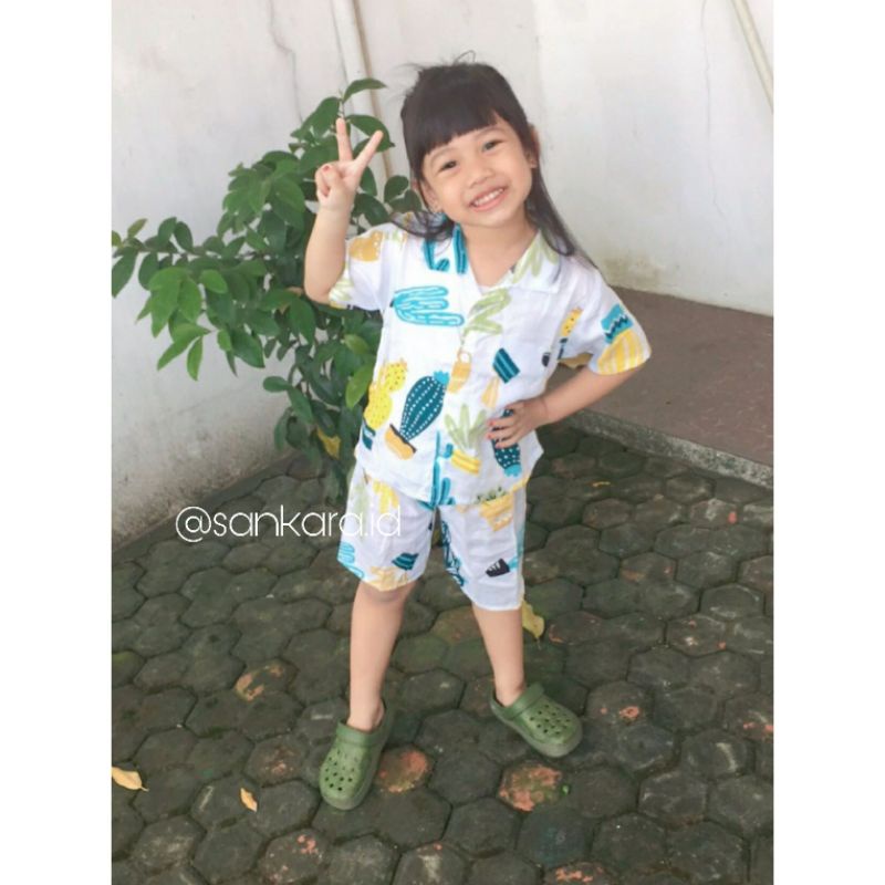 Set Baju Anak Rayon Anak Piyama Baju Tidur / Baju anak / Setelan Anak  rayon premium 1 - 5 tahun / set celana baju anak