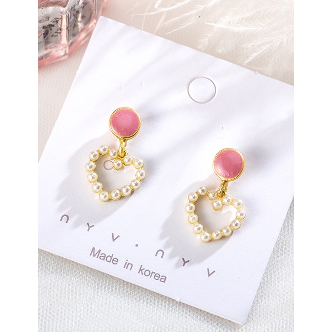 LRC Anting Tusuk Fashion Love Millet Beads Earrings F65364