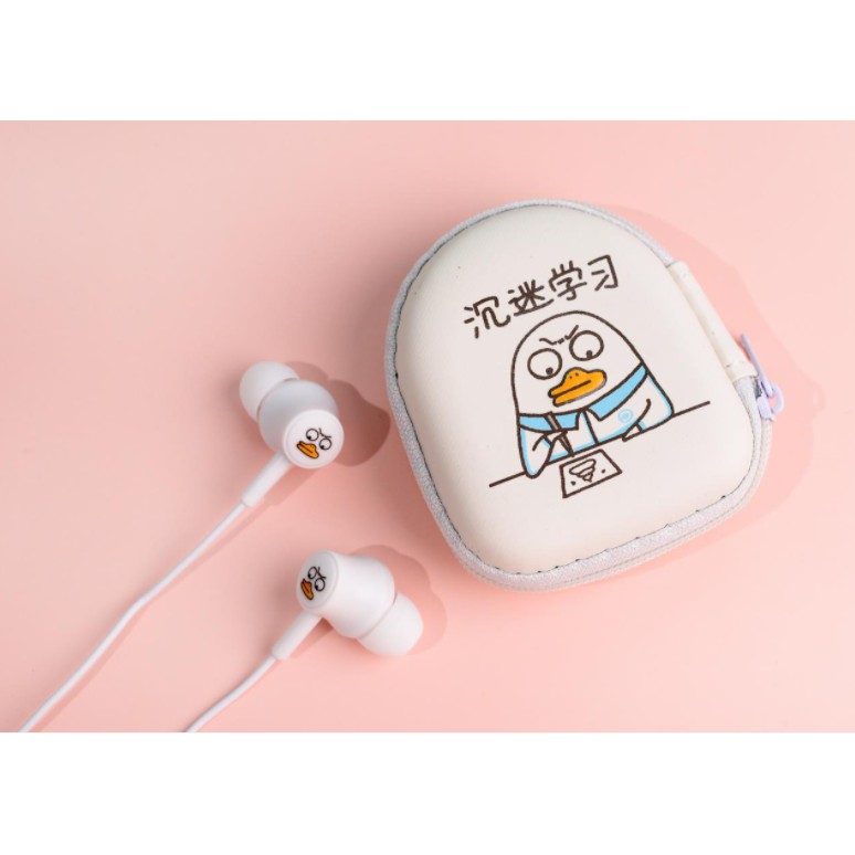 [E-211] Set Headset Earphone Karakter BEBEK / Wadah Earphone Kartun BEBEK Duck Lucu