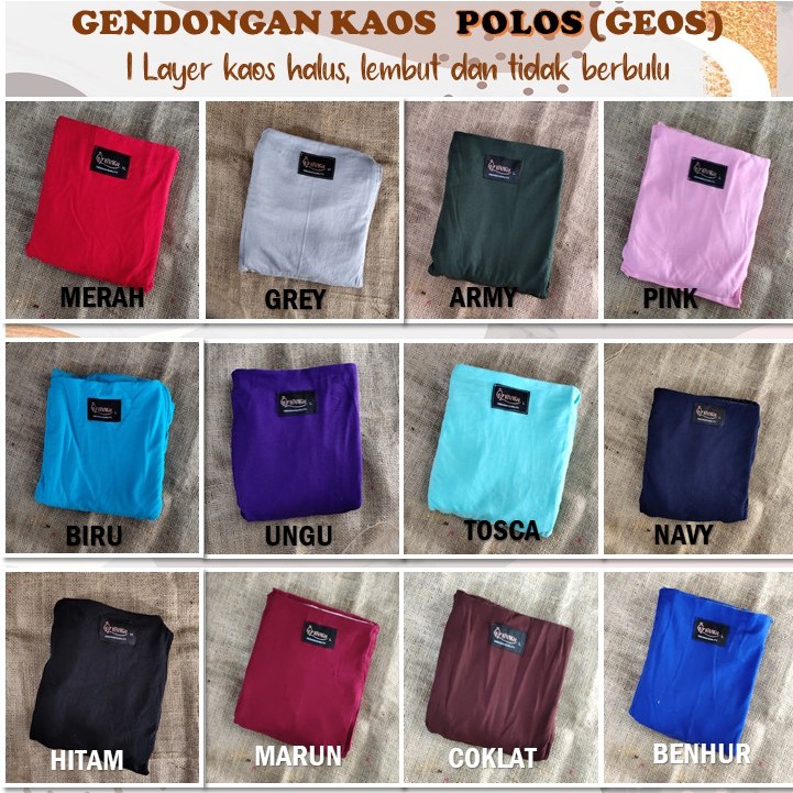 GEOS GENDONGAN KAOS BAYI GRADE A++ MOTIF POLOS &amp; ANAK