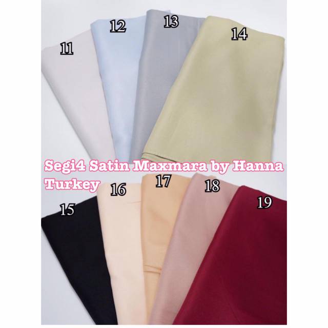 Jilbab Segiempat Satin Maxmara Polos Hanna Turkey / Square Satin Maxmara Import Plain Hanna Turkey