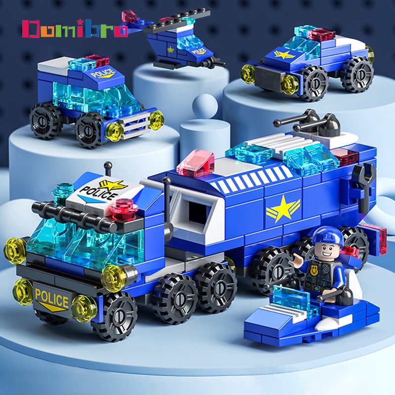 6in1 3d Pemandangan Jalan Kota Truk Pemadam Kebakaran Truck Castle Mainan Edukasi Model Blok Bangunan