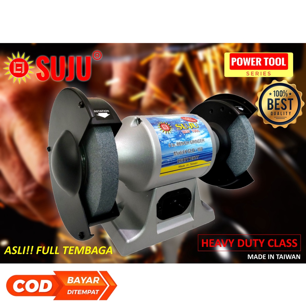 Heavyduty SUJU Mesin Gerinda Duduk HEAVY DUTY Gurinda Stand Bench Grinder Body Jumbo 6 Inch Asli Ful