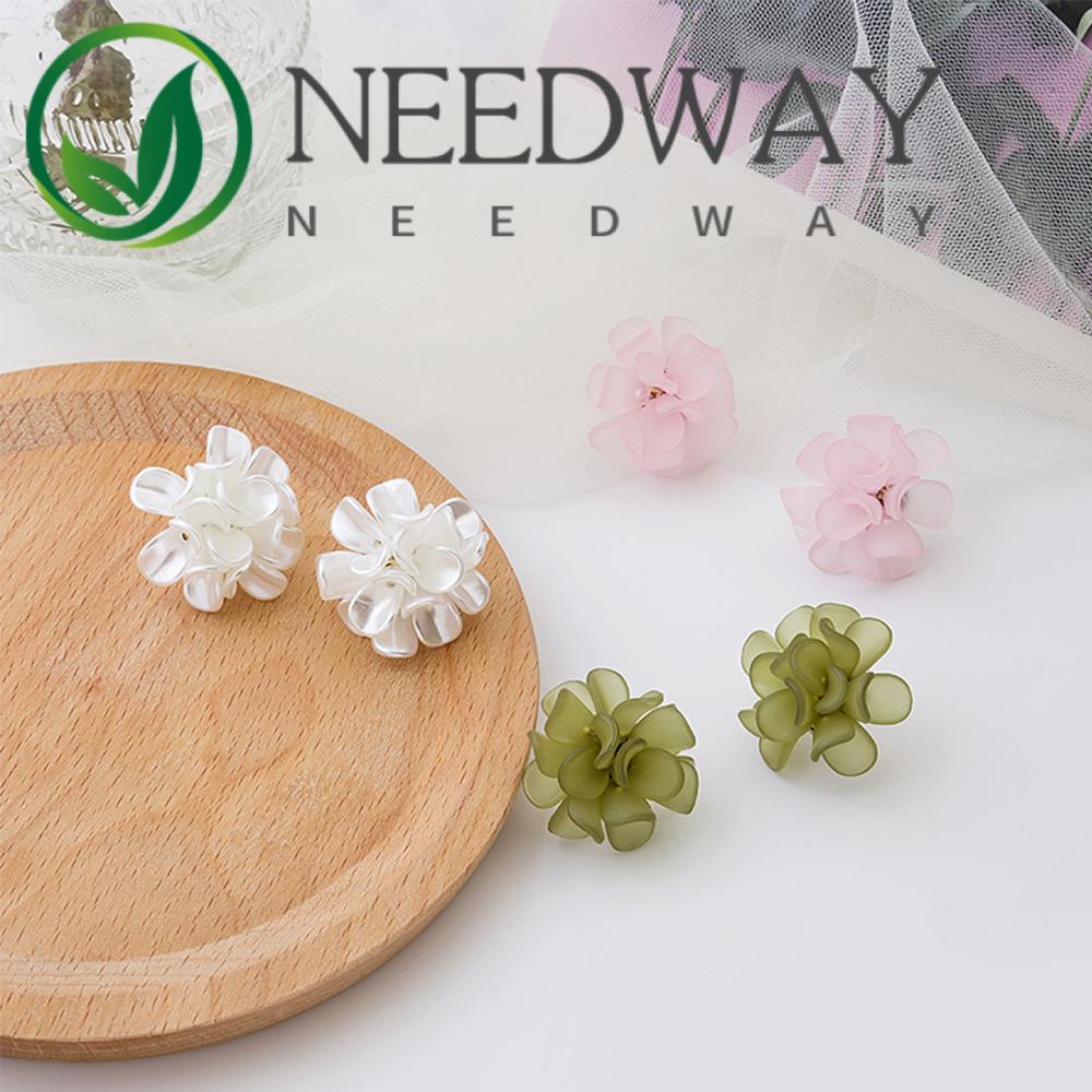 Needway  Spring Stud Earrings Summer Women Jewelry Flower Earrings Women Parties Resin Elegant Korean Sweet Acrylic Flower/Multicolor