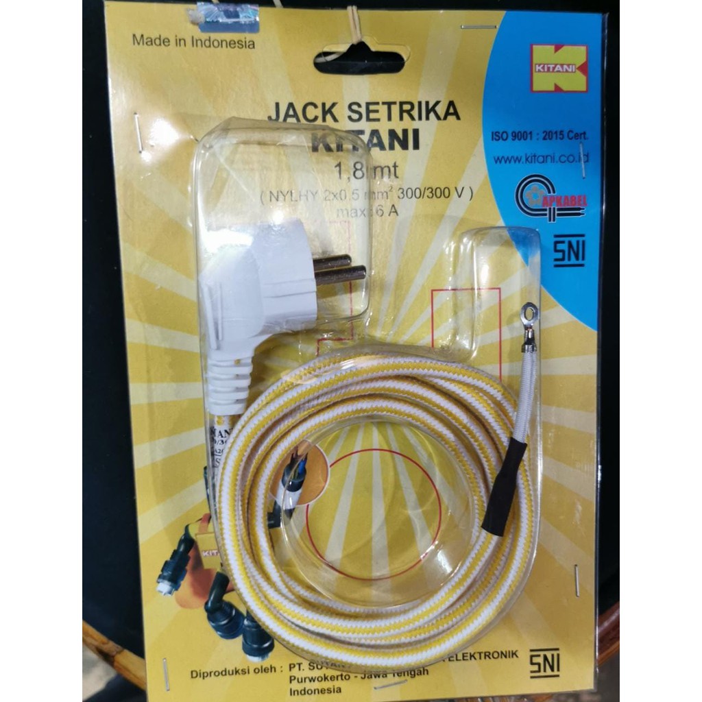 Kabel Setrika Jack Kitani 1.8m NYLHY 2 x 0.5mm Sparepart Strika Bahan Kabel Tebal