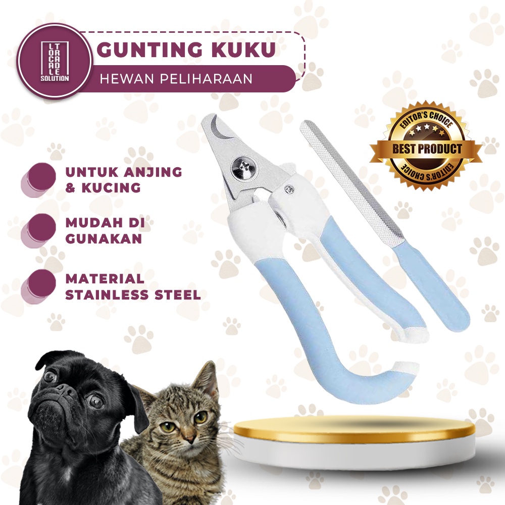 Gunting Kuku Anjing Kucing Kelinci Tajam Pemotong Kuku Hewan Stainless Steel