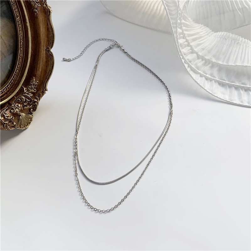 Simple Ins Style Double-layer Thin Chain Necklace Female Sweet Clavicle Chain