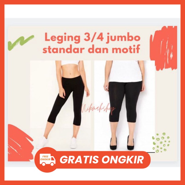 Legging wanita 3/4 leging di bawah lutut