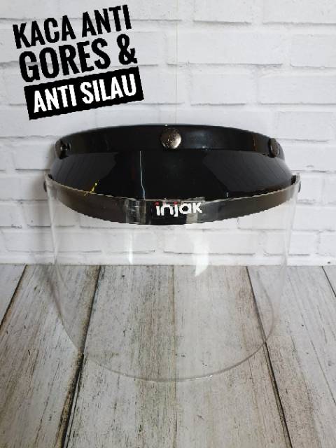 Helm Bogo Kulit Full Leher Hitam Capucino Kaca Datar Bening