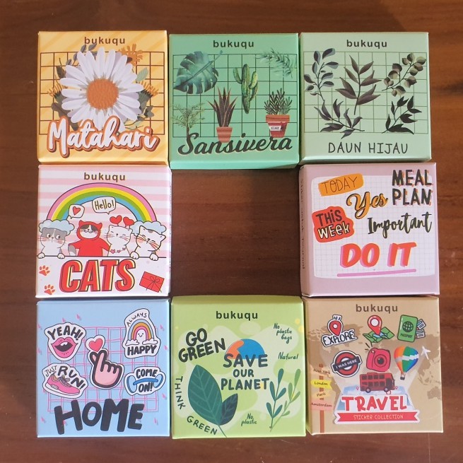 

HI175 BUKUQU Stiker Bunga Travel Go Green Dekorasi Planner Jurnal