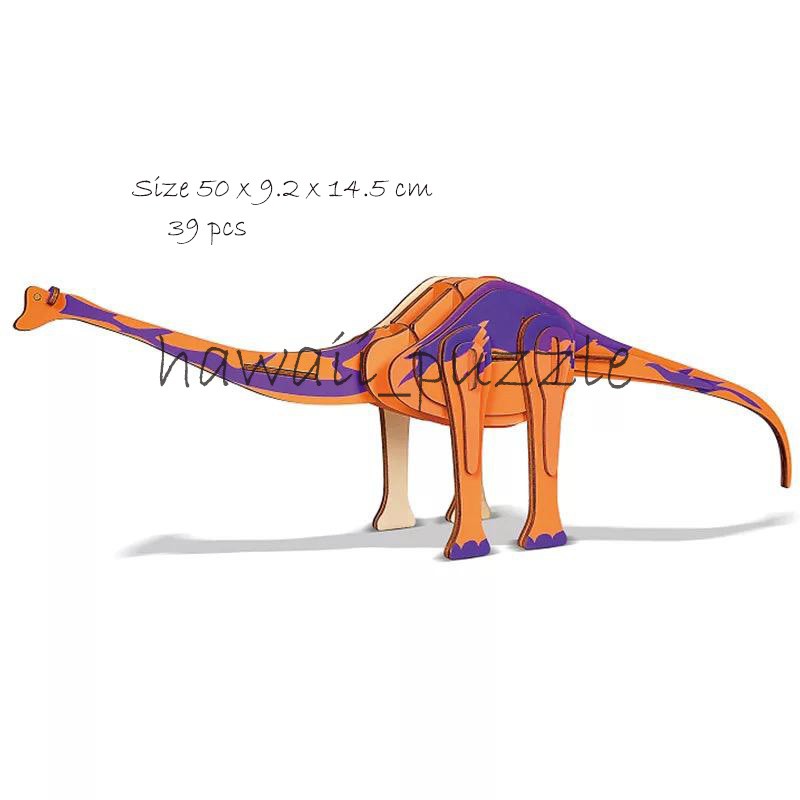 Puzzle 3D DIY bahan kayu model Dinosaurus- Amagaron mainan puzzle edukasi anak (kado &amp; pajangan)