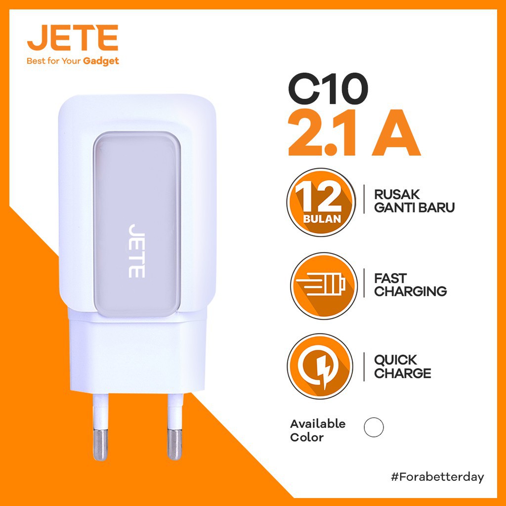 CHARGER JETE C10 2.1A WHITE - ORIGINAL JETE