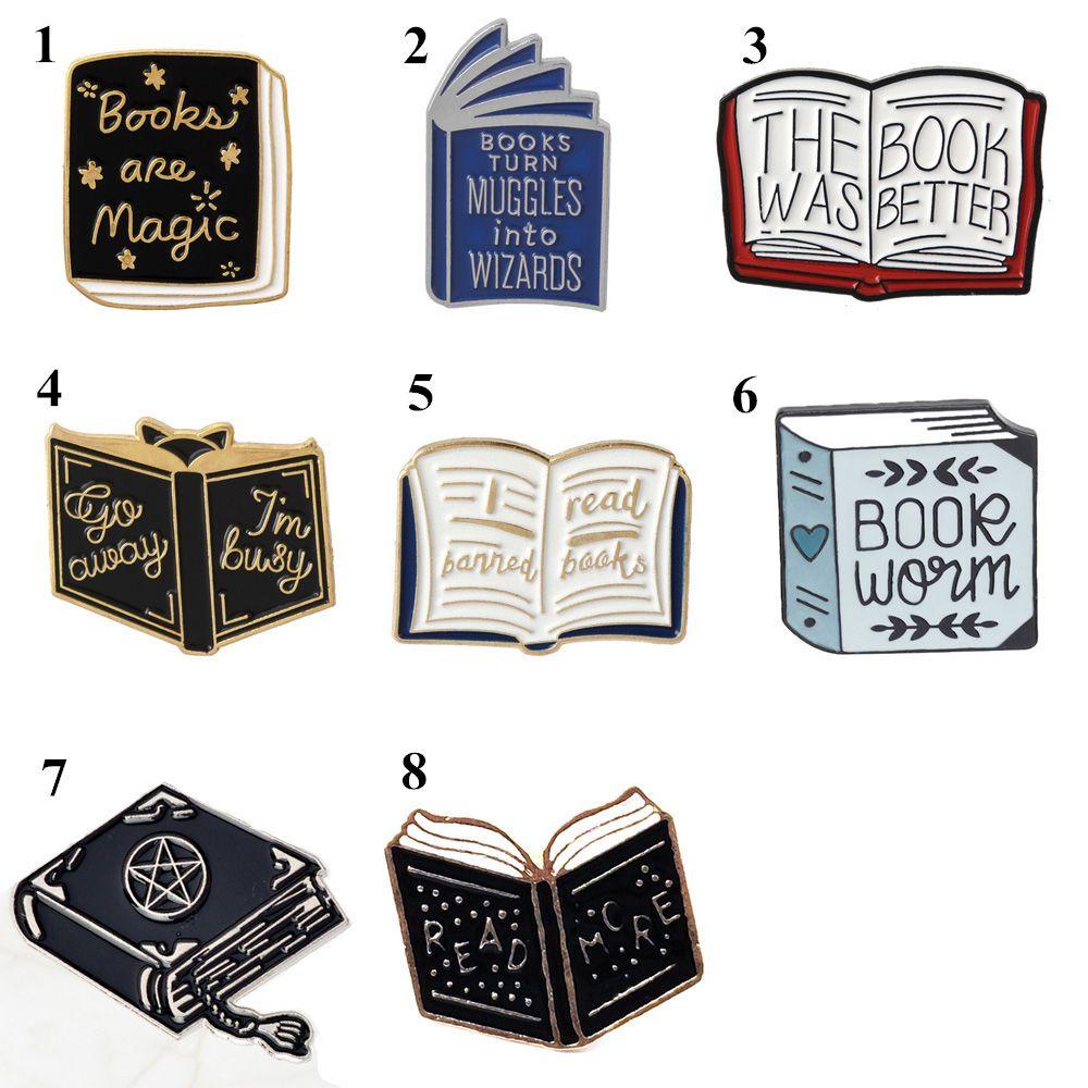 R-bunga Enamel Pin Pakaian Perhiasan Tetesan Minyak Pakaian Lapel Pin Magic Book