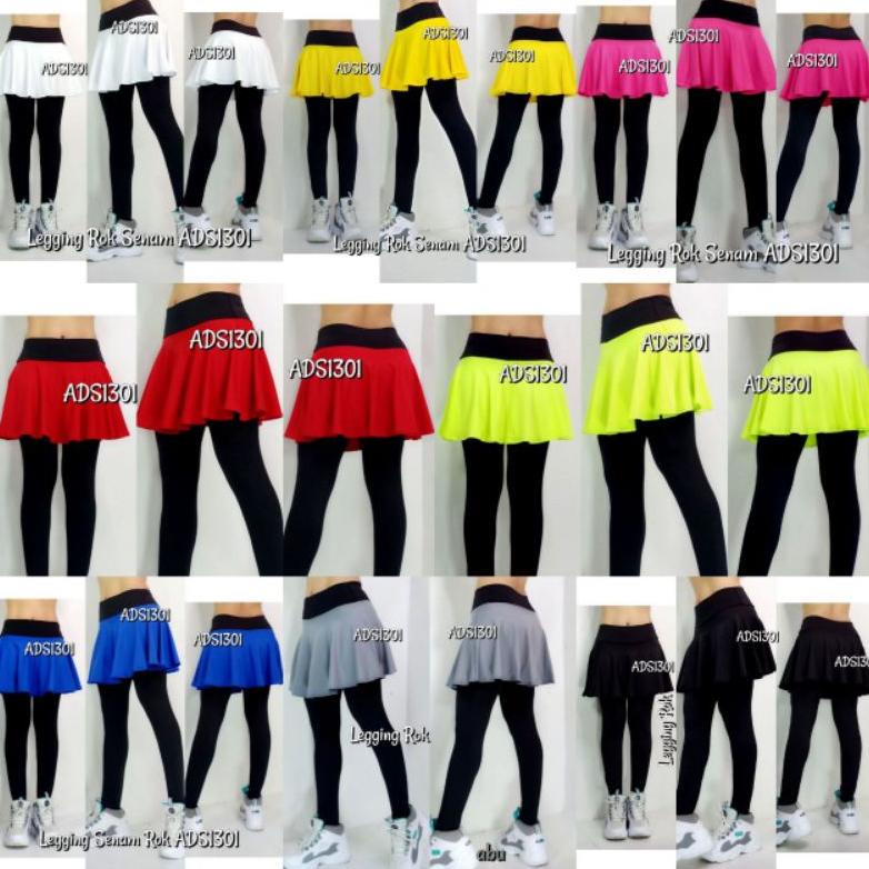 Legging Rok Senam ADS1301 Legging Rok Merah Putih Murah Aerobik Gowes Sepedaan