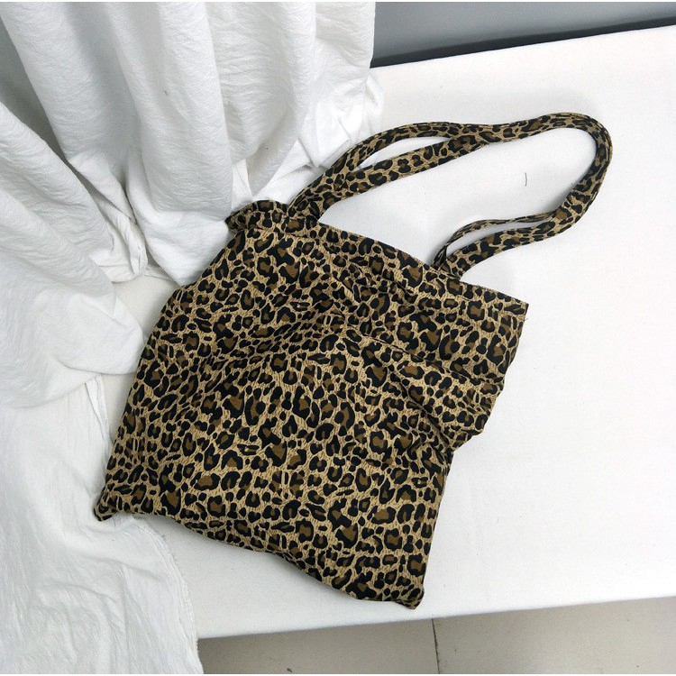 TC-100 tas canvas tote bag bahu leopard print import korea jepang