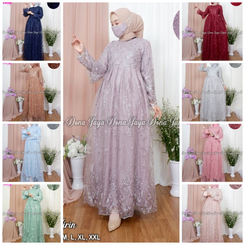 Real pict gamis siti coll / gamis brokat tulle / free masker / gamis modern / gamis lebaran / gamis 