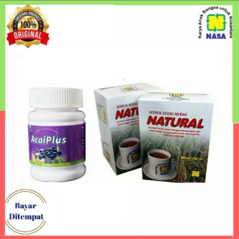 (COD) Penurun Berat Badan ACAIPLUS + SBMN NASA Acai Plus 60 Capsul dan Serbuk Beras Merah 100% Origi