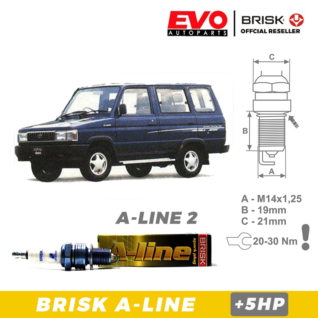 Busi Brisk A-line 8 untuk Mobil Toyota Kijang 5K