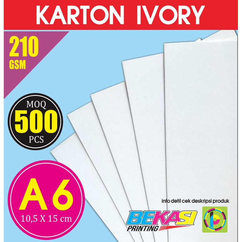 

Karton Carton IVORY 210 GSM Ukuran A6 10.5x14.8 cm isi 500 Lembar