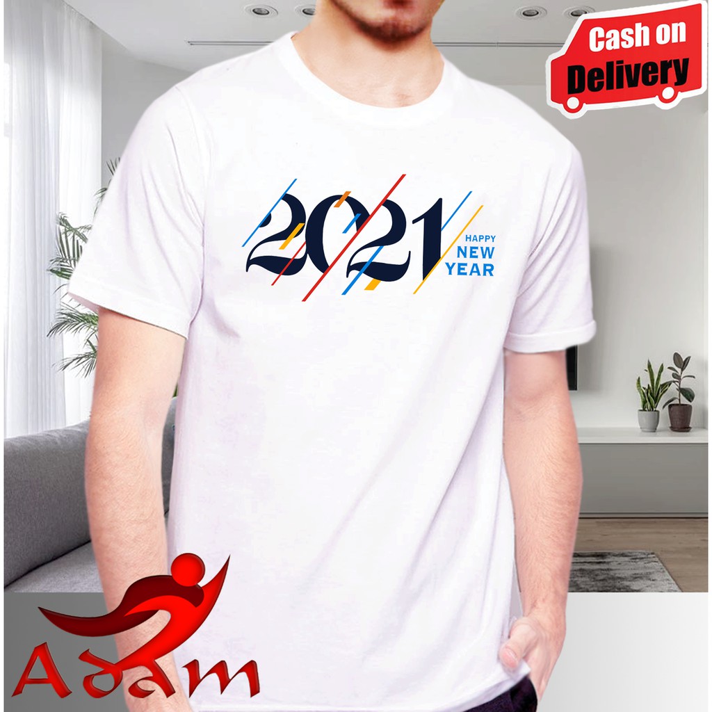 Baju Kaos Pria / Wanita T-Shirt Happy New Year 2021