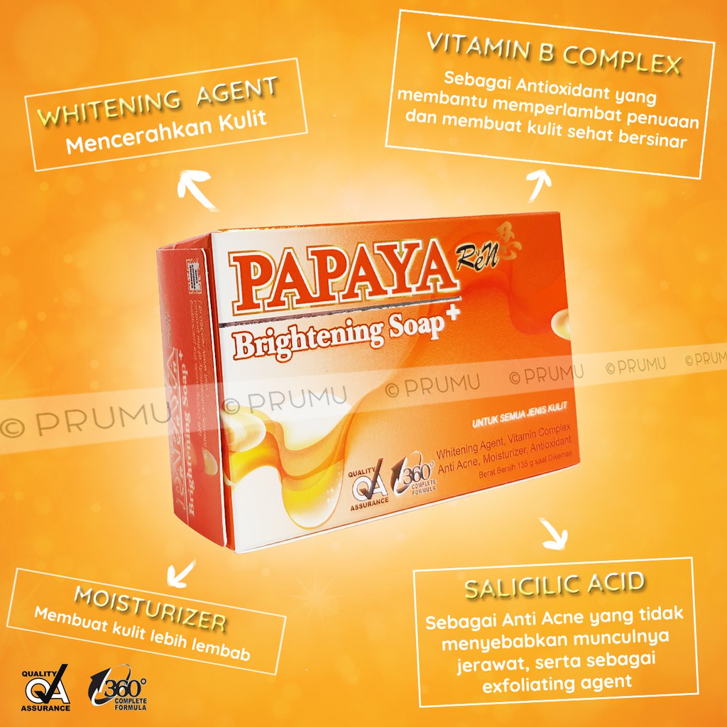 ReN RDL Sabun Papaya Brightening Soap 135 Gram  PT AMOSYS-