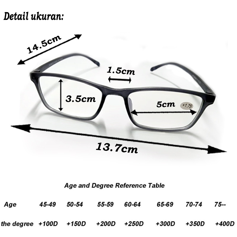 Kacamata Baca  Plus (+) Anti Radiasi untuk Pria/wanita uk.1.00 s/d +3.00 Kacamata Rabun dekat kacamata plus