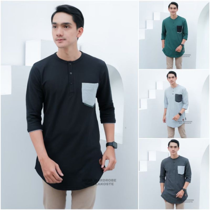 PREMIUM(REALPIC) KURTA LACOSTE ORIGINAL BAJU MUSLIM KOKO PRIA