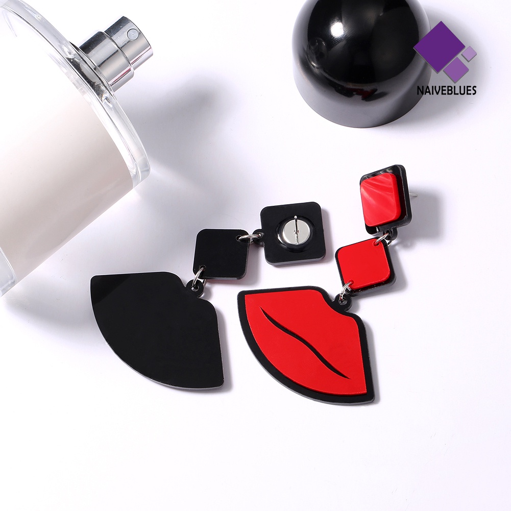 Anting Stud Bentuk Bibir Merah Gaya Vintage Untuk Wanita
