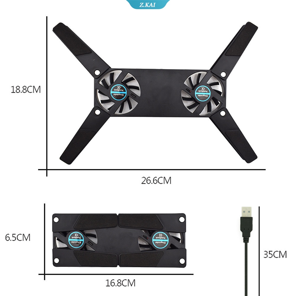 Pad Kipas Pendingin laptop / Komputer Model Lipat Dengan Port USB