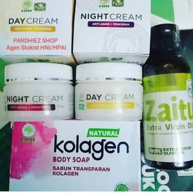 

Day & Night Cream, Kolagen dan Zaitun HNI/HPAI