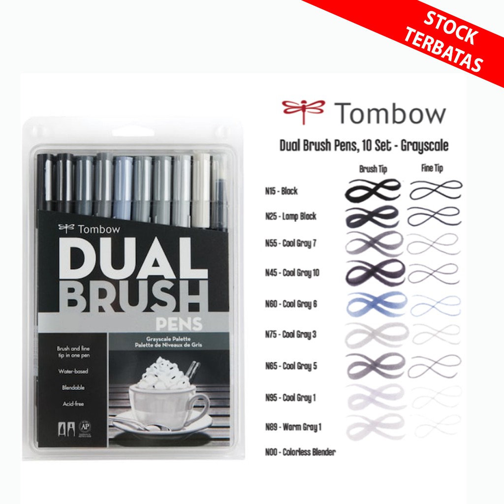 

NEW ! Tombow Dual Brush Pen Grayscale Pallete Set 10 CLR