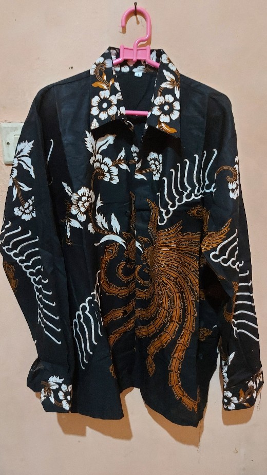 Kemeja Batik Pria Lengan Panjang Size M L Xl Xxl  Bswart Batik Hrb026 Kenongo Hem Panjang Padi