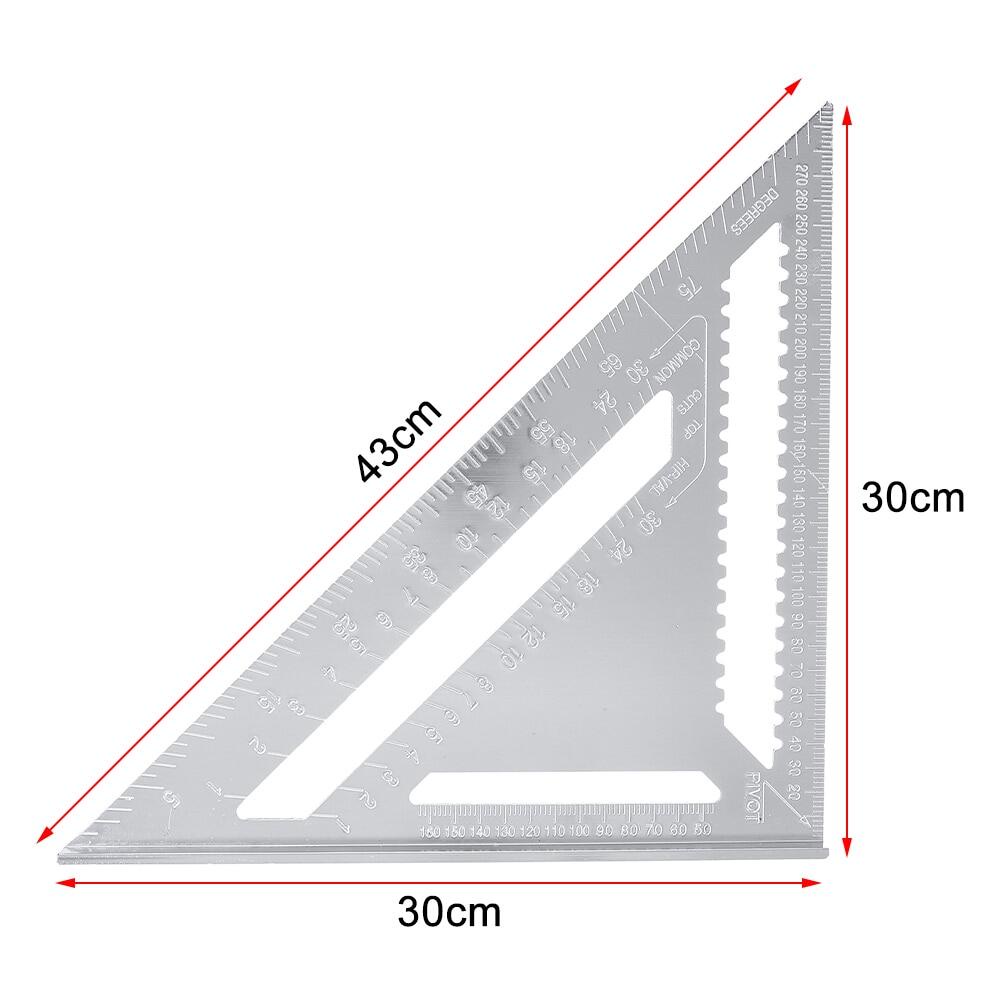 12 Inch Persegi Segitiga Penggaris Paduan Aluminium Pengukur Kecepatan Atap Persegi Segitiga Sudut Busur Derajat Trammel Alat Ukur