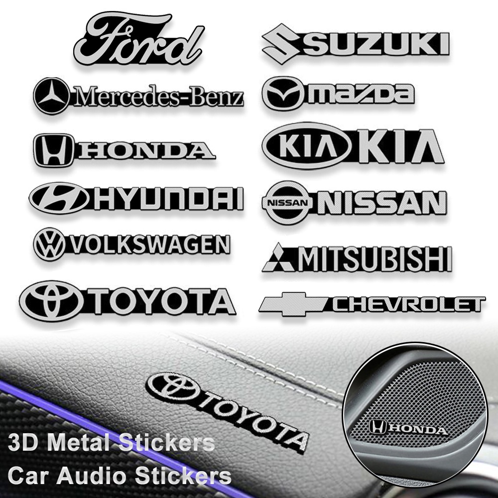 Mobil 3D Aluminium Metal Dekorasi Interior Mobil Audio Stiker Body Spion Dekorasi Cover Scratch Decal