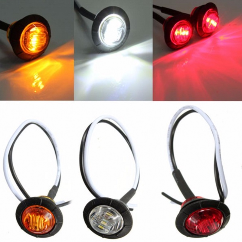 1pc Lampu Sein 3-led 12v / 24v Bentuk Bulat Warna Kuning / Putih / Merah Untuk Truk