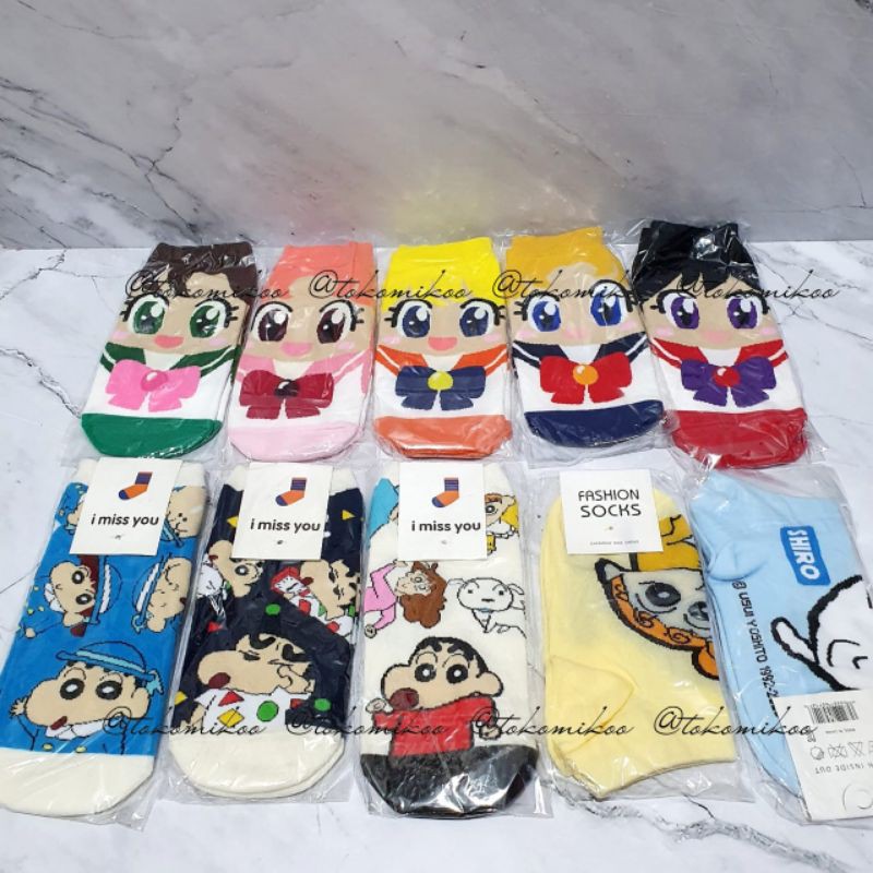 Kaos Kaki Socks Import Karakter Snoopy Lotso Shinchan Donald Winnie The Pooh Duffy Shellie May One Piece Cinnamoroll My Melody Keroppi Totoro Stitch Chip and Dale Princess Sumikko Doraemon Marvel Pikachu Pokemon Monster Inc Mickey Mouse Minnie Mouse