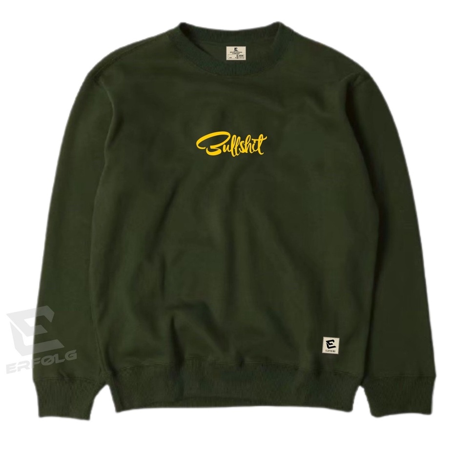 Crewneck Cowok Cewek Korea Style Warna Hijau Army Black Hitam White Putih Switer Oblong Pria Wanita Distro Erfolg Clothing Brand Lokal Original Murah Sweatshir Cardigan Basic Sablon Bahan Katun Fleece Tebal Import