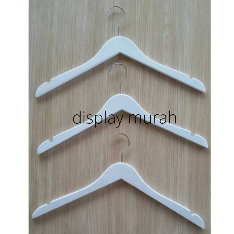 Hanger kayu (Wood) warna Putih Gantungan Baju-bh