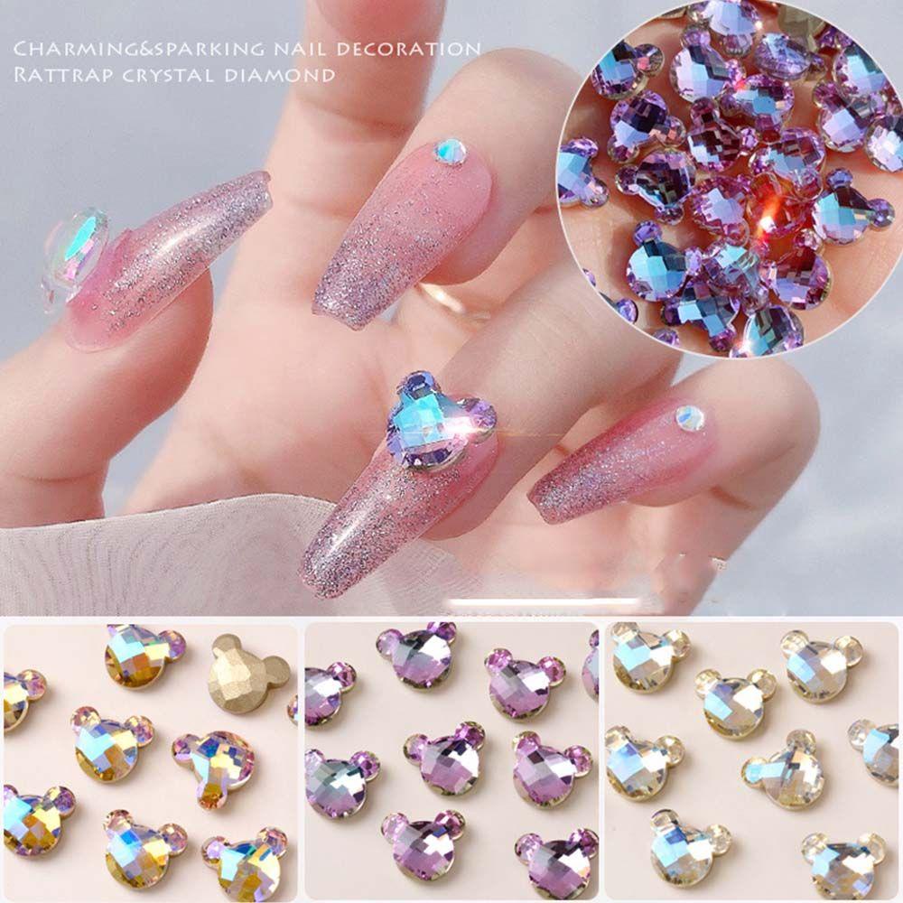 AUGUSTINA Agustina Kartun Kuku Berlian Buatan Mewah Fashion 3D Kuku Pesona Resin Manicure Nail Art Ornamen Kristal Dekorasi Kuku