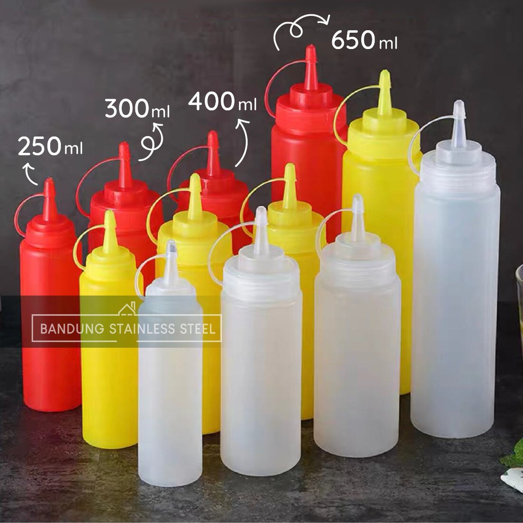 Botol Saos Dengan garis Dispenser Saus Plastik Mayonaise Kecap Cuka Minyak Dapur