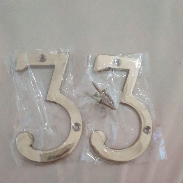 4 Nomor Angka Apartmen Rumah Toko Kuningan / Brass Number No. 3