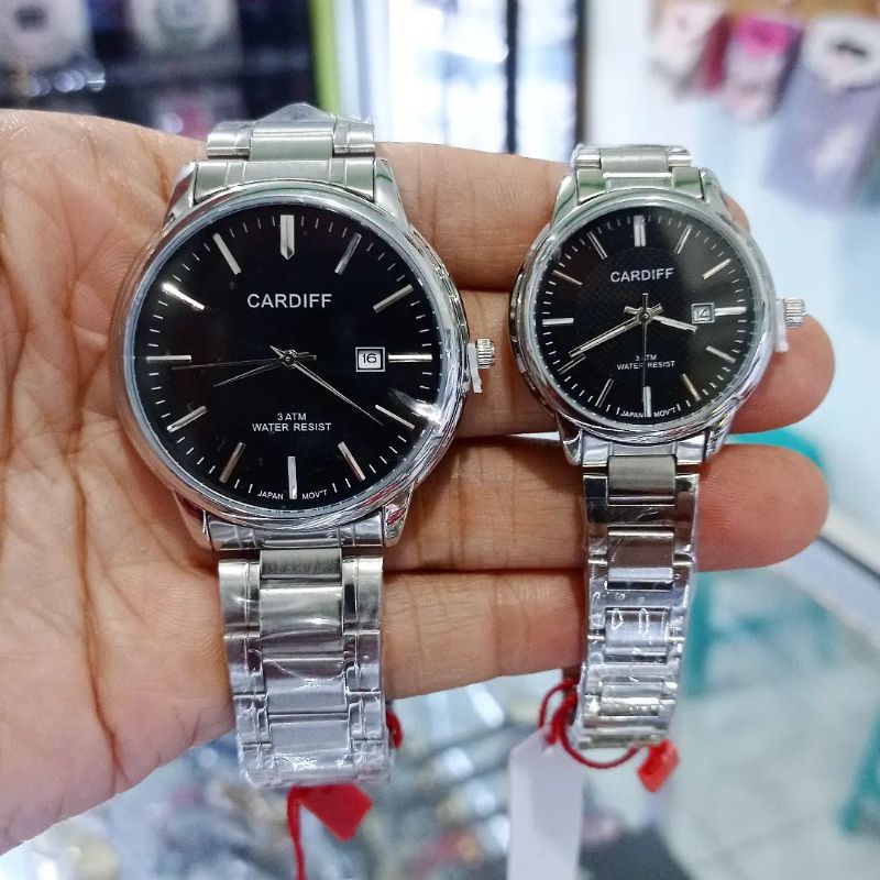 Jam Tangan Couple Cardiff Watch Silver Black