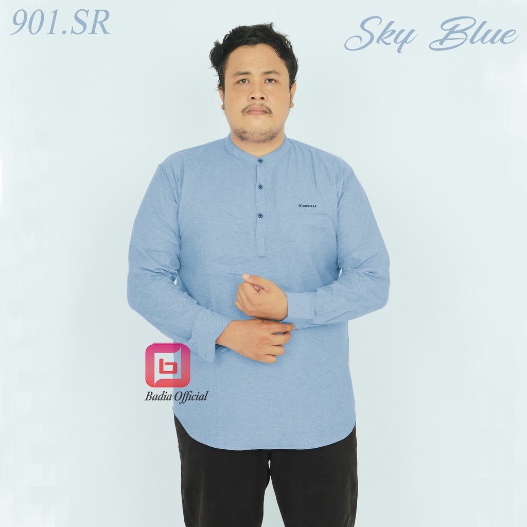 baju kemeja koko kurta jumbo pria pakistan motif kancing henley kantong saku depan lengan panjang polos oxford qurta dewasa premium